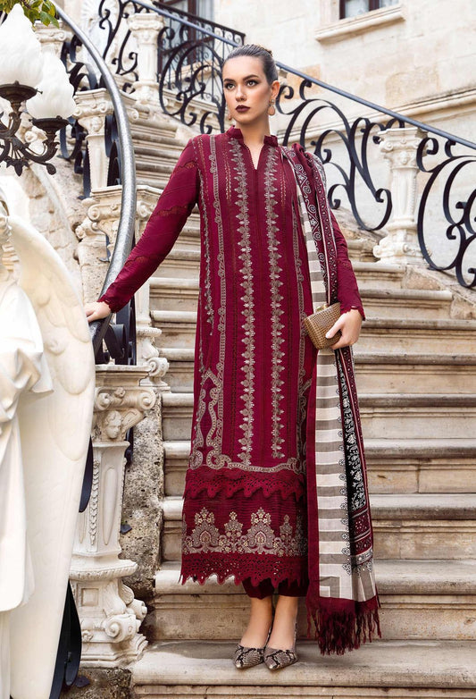 Fully Embroidered Dress With Digital Printed Wool Shawl & Patches
