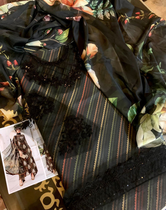 3 Piece Unstitched Embroidered Cambric Suit | MPT-2703-A