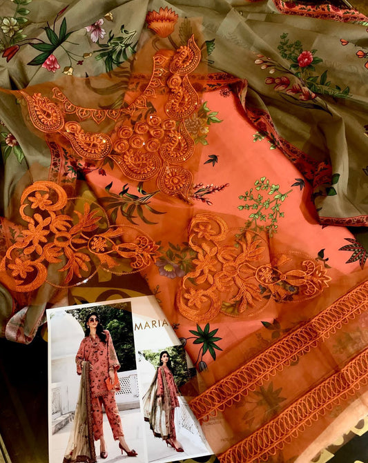 3 Piece Unstitched Embroidered Cambric Suit | MPT-2703-A