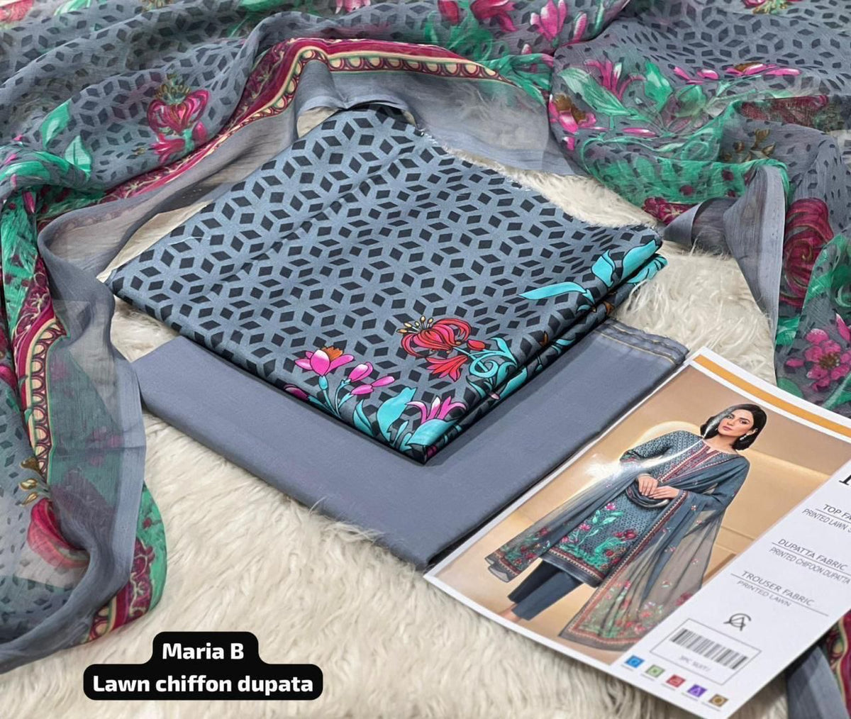3 PC PRINTED LAWN SUIT MB 135