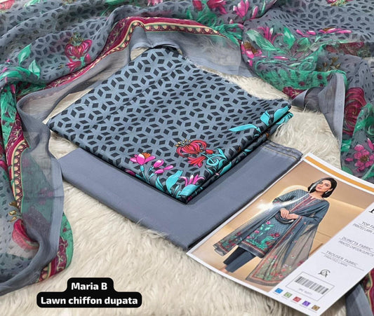 3 PC PRINTED LAWN SUIT MB 135