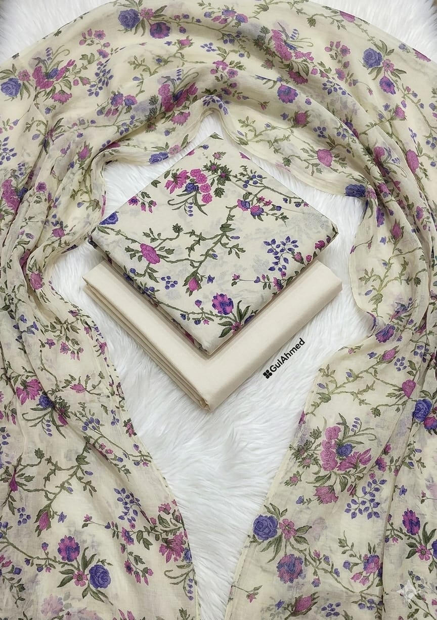 3 PC PRINTED LAWN SUIT MB 126