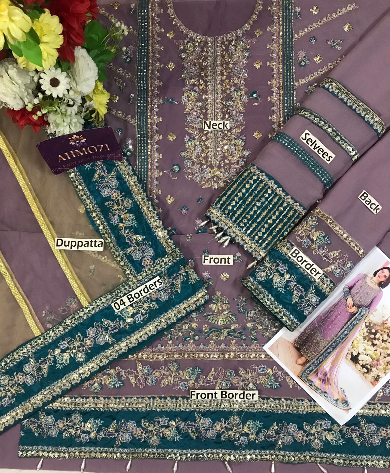 3PC EMBROIDERED SUIT MB 172