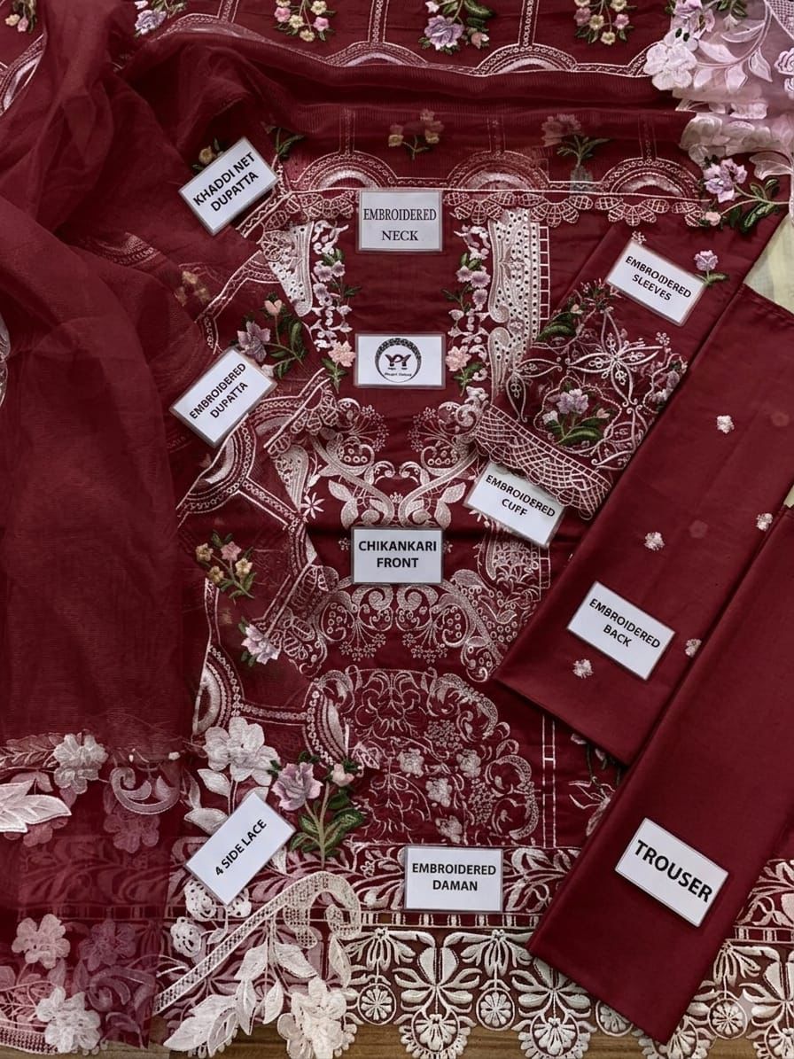 3PC EMBROIDERED SUIT - MB 182