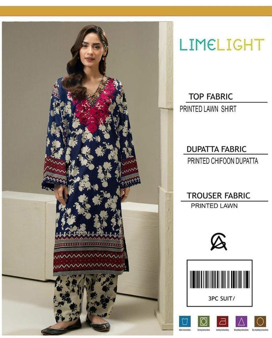 3 PC PRINTED LAWN SUIT MB 139
