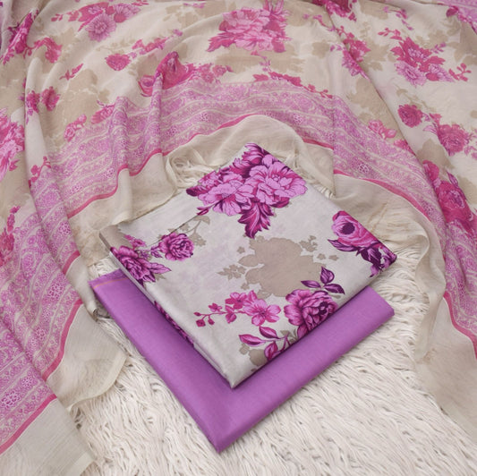 3 PC PRINTED LAWN SUIT MB 134