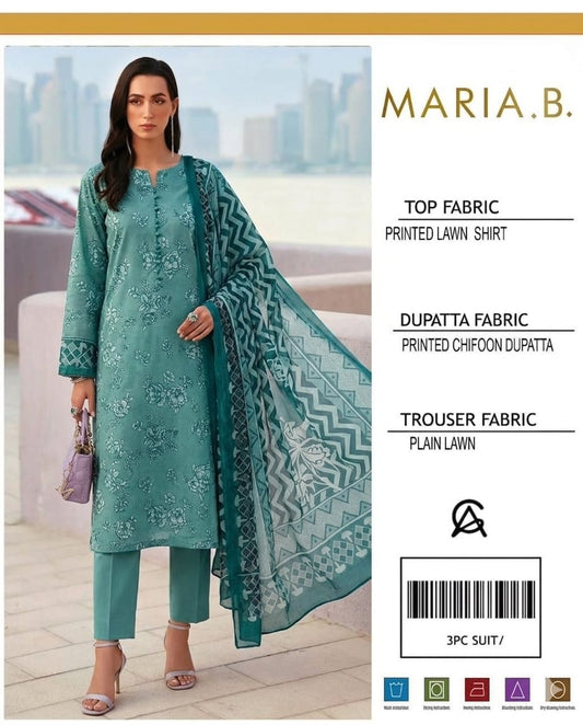 3 PC PRINTED LAWN SUIT MB 133