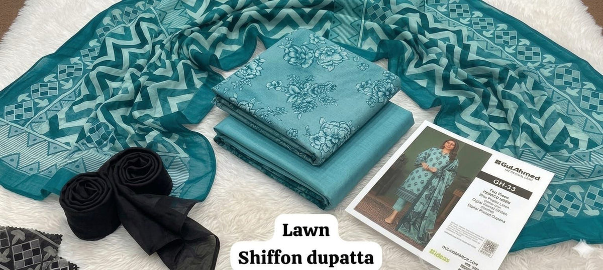 3 PC PRINTED LAWN SUIT MB 133