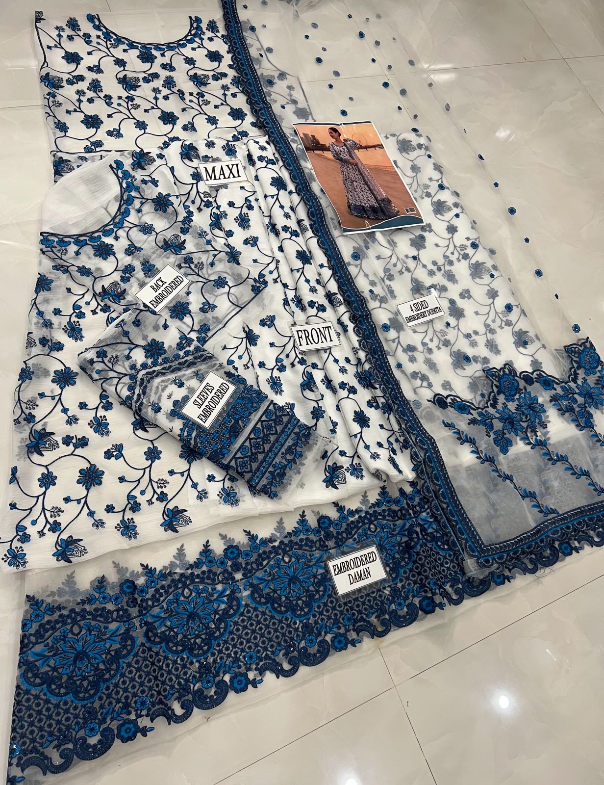 3PC EMBROIDERED SUIT - MB 173