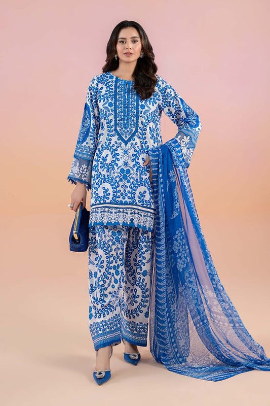 Printed Lawn Blue Stitched Suit - Maria B M Prints