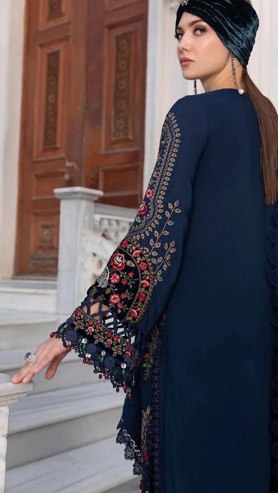 Dhanak multi thread embroidered &amp; dhanak shawl luxury unstitched 3PC