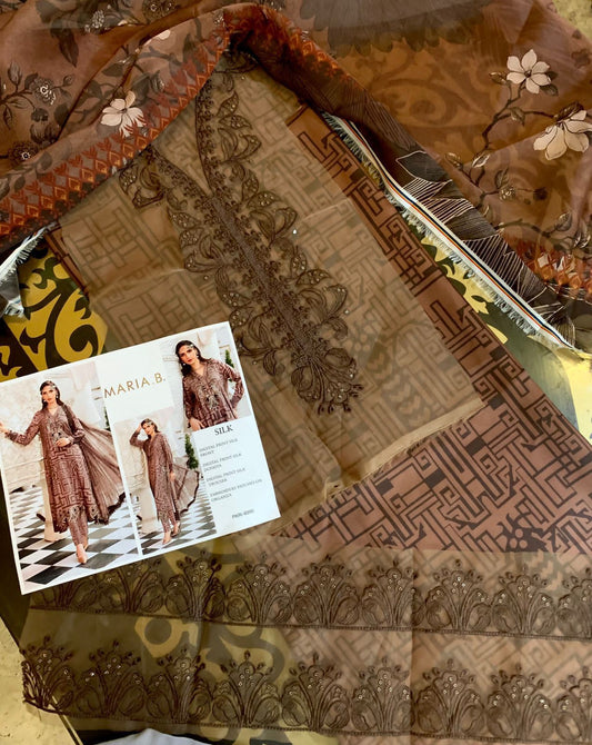 3 Piece Unstitched Embroidered Cambric Suit | MPT-2703-A