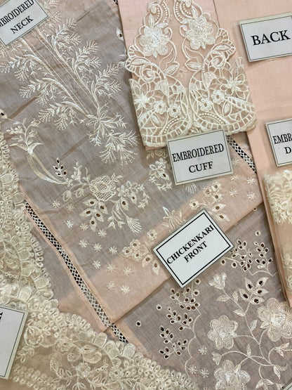 Chikenkari Qalamkar Embroidered 3 PC Lawn