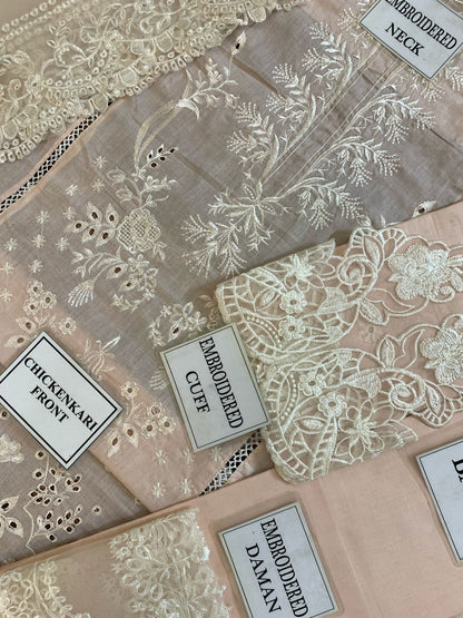 Chikenkari Qalamkar Embroidered 3 PC Lawn