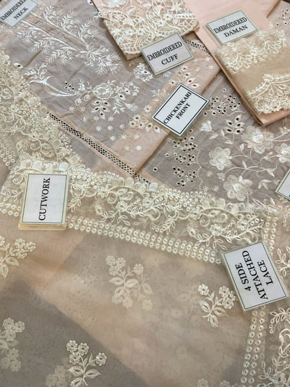 Chikenkari Qalamkar Embroidered 3 PC Lawn