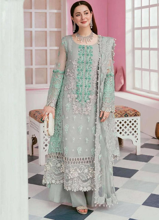 ELAF . Luxury Organza 3 Piece Unstitched Embroidered Lawn Suit | WD-1