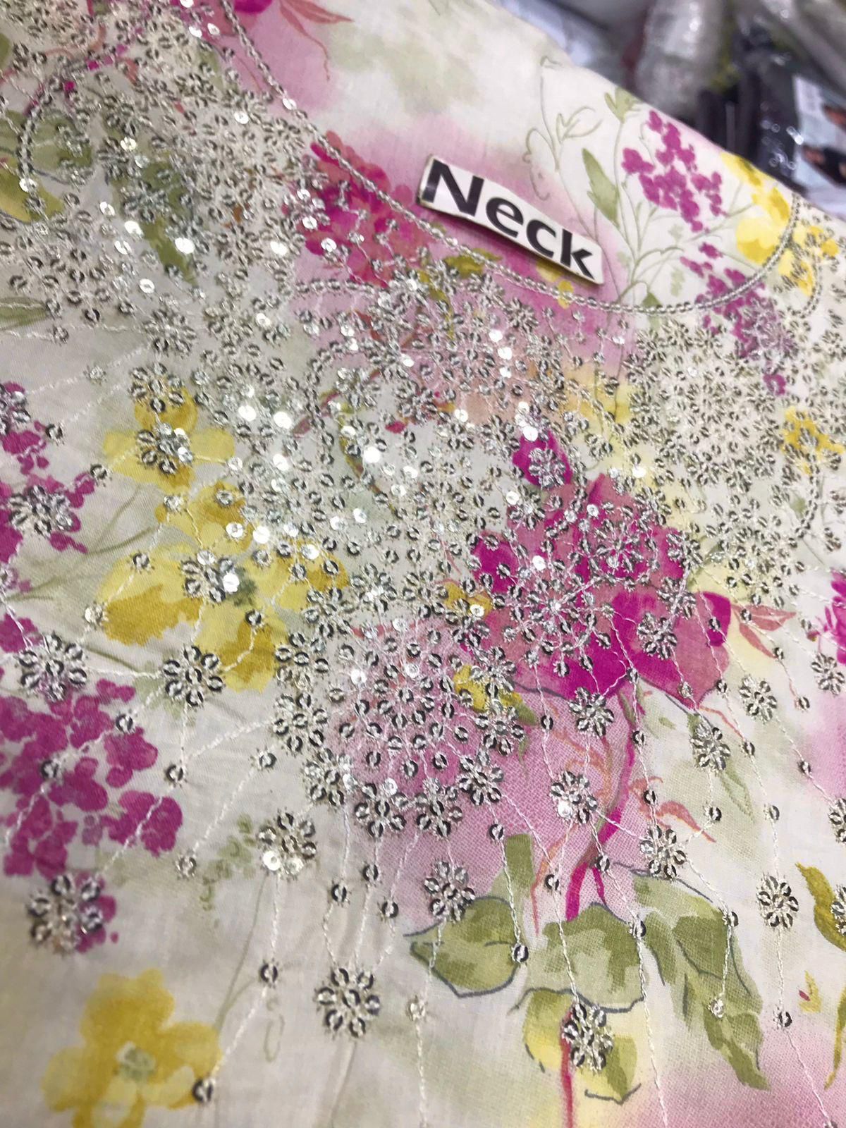 Iznik Lawn Embroidered & Printed 3 Piece Dress