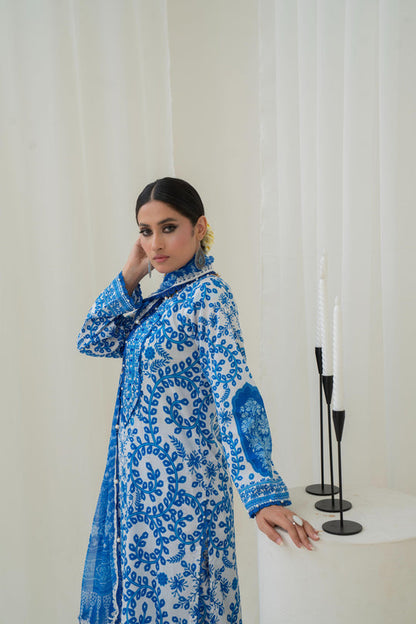 Printed Lawn Blue Stitched Suit - Maria B M Prints