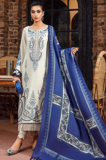 MARIA B - 3PC DHANAK EMBROIDERED SHIRT WITH PASHMINA DUPATTA AND TROUSER- Kpr 1330