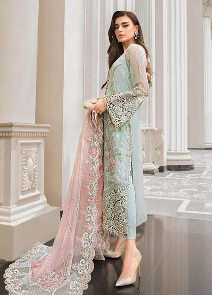 chiffon embroidered adda work hand embellished luxury unstitched 3PC