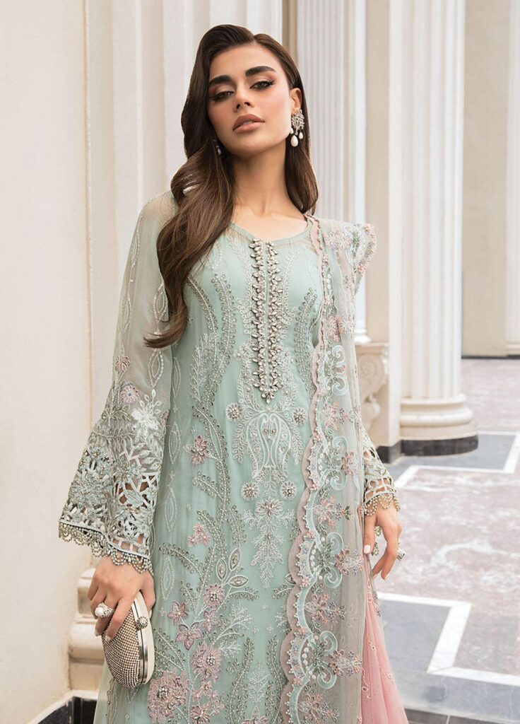 chiffon embroidered adda work hand embellished luxury unstitched 3PC
