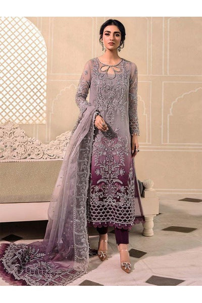 MARIA.B Organza Collection – Tie & Dye Embroidered Suit with Malai Crepe Trouser