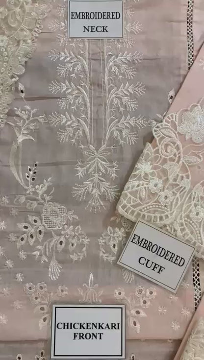 Chikenkari Qalamkar Embroidered 3 PC Lawn