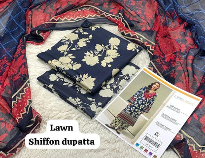 3 PC PRINTED LAWN SUIT MB 139