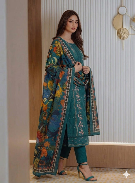 3 PC PRINTED LAWN SUIT MB 150