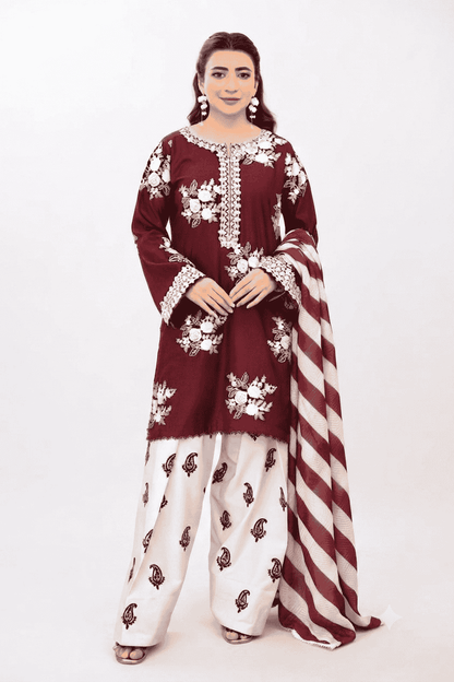 Lawn cotton embroidered unstitched 3pc