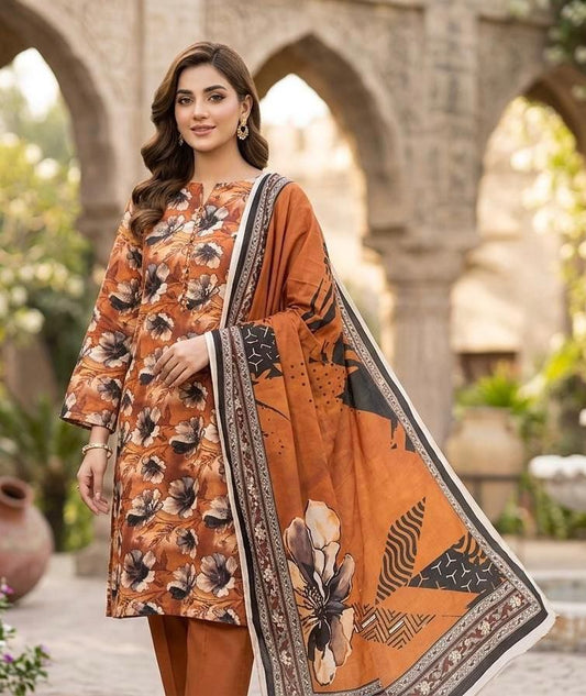 3 PC PRINTED LAWN SUIT MB 147