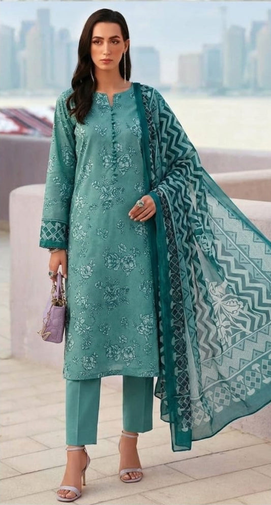 3 PC PRINTED LAWN SUIT MB 133