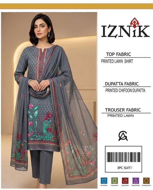 3 PC PRINTED LAWN SUIT MB 140