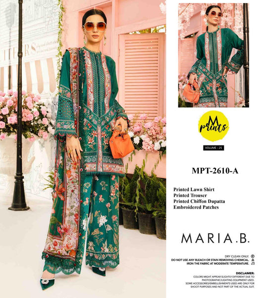 3 Piece Unstitched Embroidered Lawn Suit