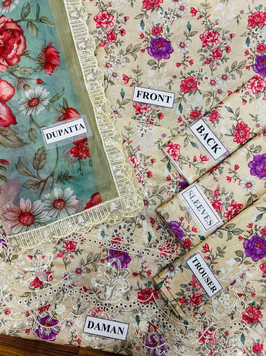 3PC EMBROIDERED SUIT - MB 177