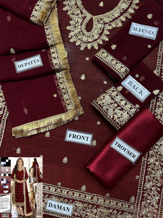 3PC EMBROIDERED SUIT - MB 199