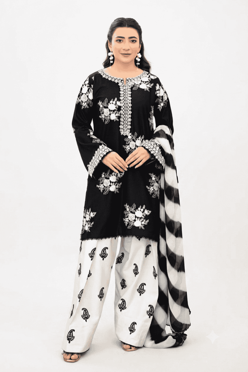 Lawn cotton embroidered unstitched 3pc