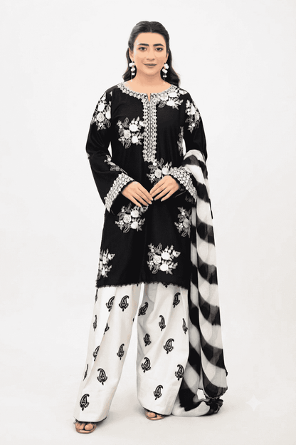 Lawn cotton embroidered unstitched 3pc