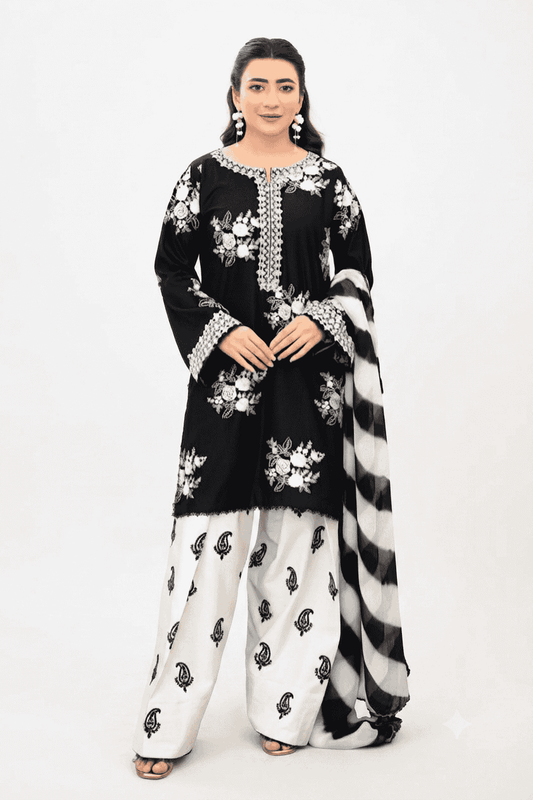 3PC EMBROIDERED SUIT - MB 154