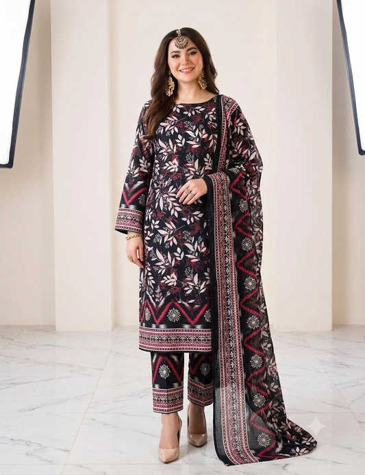 3 PC PRINTED LAWN SUIT MB 146