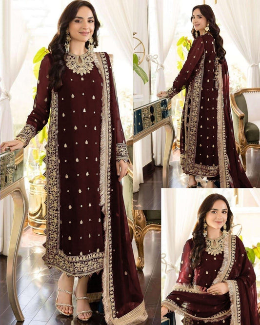 3PC EMBROIDERED SUIT - MB 199