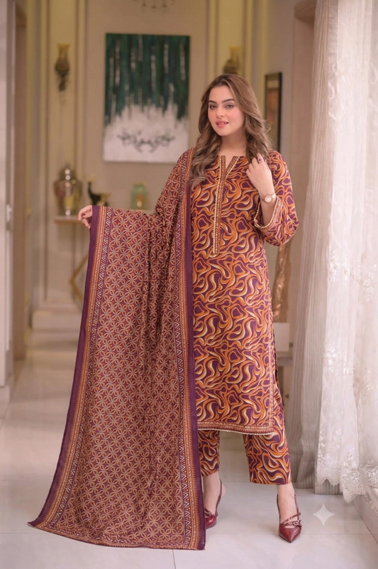 3PC EMBROIDERED SUIT - MB 162