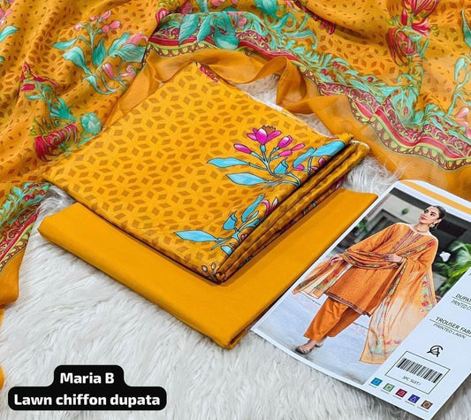 3 PC PRINTED LAWN SUIT MB 141