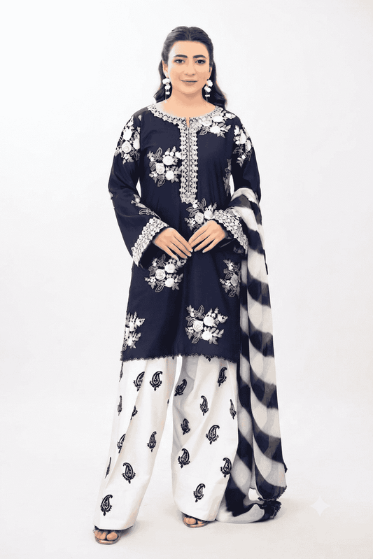 3PC EMBROIDERED SUIT - MB 153